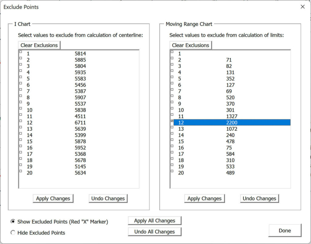 PBCharts Exclude Points